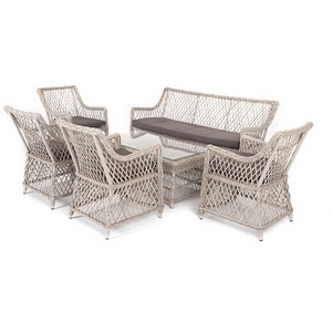 Изображение товара Лаунж-зона из искусственного ротанга на 6 персоны, цвет бежевый 4SIS Асти AS2C4JT-6-SET beige