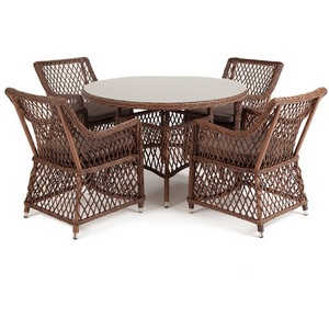 Изображение товара Обеденная группа плетеная, цвет коричневый 4SIS Доппио DOPC4T-5-SET brown