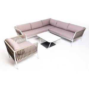 Изображение товара Модульная лаунж-зона из роупа (веревки), каркас из алюминия 4SIS Касабланка KAS-S5C1T1-5-SET