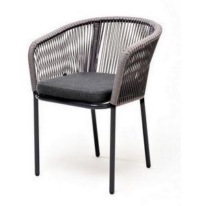 Изображение товара "Марсель" стул плетеный из роупа, каркас из стали серый (RAL7022) муар, роуп серый круглый, ткань серая 4SIS арт.УТ-00003882