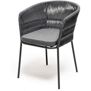Изображение товара "Бордо" стул плетеный из роупа (колос), каркас из стали серый (RAL7022) муар, роуп серый 15мм, ткань серая 4SIS арт.УТ-00003925