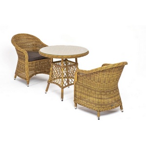 Изображение товара Обеденная группа плетеная, цвет соломенный 4SIS Эспрессо-80 R ECR2T1-3-SET