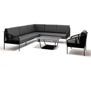 Изображение товара Модульная угловая лаунж-зона из роупа (веревки), цвет темно-серый 4SIS Канны KAN-S5C1T1-5-SET D-gray