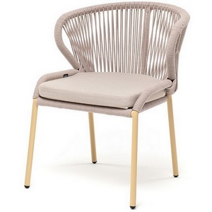 Изображение товара "Милан" стул плетеный из роупа, каркас алюминий (RAL1001), роуп бежевый круглый, ткань бежевая 4SIS арт.УТ-00004797