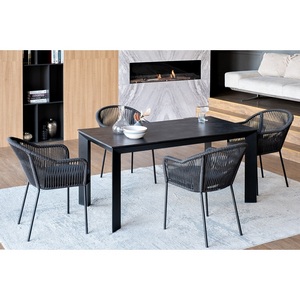 Изображение товара Обеденная группа на 4 персоны со стульями Лион, каркас темно-серый, роуп темно-серый 4SIS Венето VEN-CL4T1-5-SET D-gray