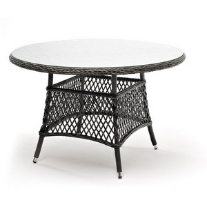 Изображение товара Эспрессо плетеный стол, диаметр 118 см, цвет графит 4SIS УТ-00005266 (круглая столешница, 4 ножки)