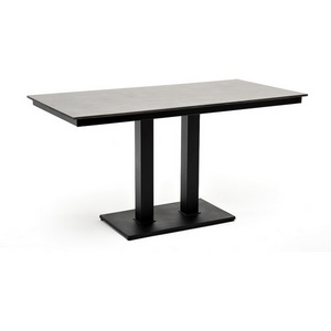 Изображение товара Каффе обеденный стол 140x70 см из HPL, цвет серый гранит, подстолье двойное черное чугун 4SIS УТ-00005738 (прямоугольная столешница)