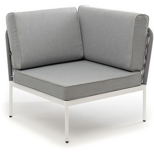 Изображение товара "Канны" левый модуль плетеный из роупа, каркас алюминий темно-серый (RAL7024) шагрень, роуп темно-серый круглый, ткань темно-серая 4SIS арт.УТ-00006100