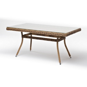 Изображение товара Латте плетеный стол из искусственного ротанга 140х80см, цвет соломенный 4SIS УТ-00006306 (прямоугольная столешница, 4 ножки)