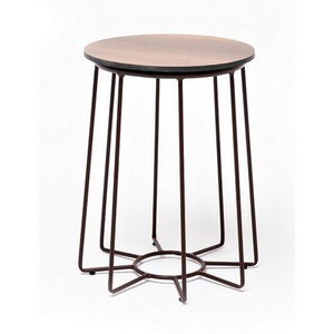 Изображение товара Эквадор журнальный стол из HPL D40 H55, каркас из алюминия коричневый (RAL 8016) муар, цвет столешницы дуб 4SIS УТ-00006619 (круглая столешница)