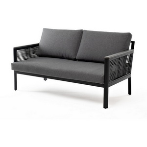 Изображение товара "Сан Ремо" диван 2-местный плетеный из роупа, каркас алюминий темно-серый, роуп серый, ткань серая 4SIS арт.УТ-00006725
