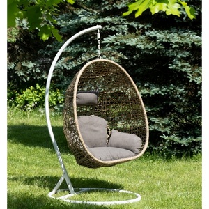 Изображение товара "Флоренция" подвесное кресло-кокон из искусственного ротанга, цвет соломенный с серой подушкой 4SIS арт.УТ-00006749