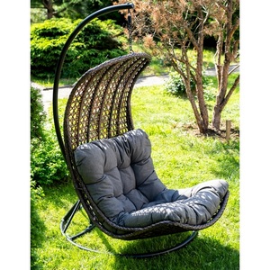 Изображение товара "Виши" подвесное кресло-кокон из искусственного ротанга, цвет коричневый с серо-коричневой подушкой 4SIS арт.УТ-00006750