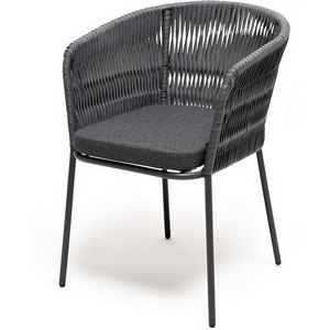 Изображение товара "Бордо" стул плетеный из роупа (колос), каркас алюминий темно-серый (RAL7024) муар, роуп серый 15мм, ткань темно-серая 027 4SIS арт.УТ-00006943