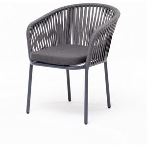 Изображение товара "Бордо" стул плетеный из роупа, каркас алюминий темно-серый (RAL7024) муар, роуп серый 15мм, ткань темно-серая 027 4SIS арт.УТ-00007017