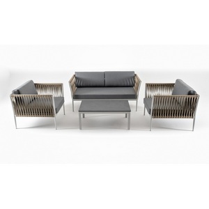 Изображение товара "Касабланка" лаунж-зона плетеная из роупа 4-местная, цвет серый 4SIS арт.УТ-00007286