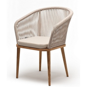Изображение товара "Марсель" стул плетеный из роупа, основание дуб, роуп бежевый круглый, ткань бежевая 052 4SIS арт.УТ-00007613
