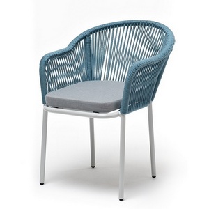 Изображение товара "Лион" стул плетеный из роупа, каркас из стали светло-серый (RAL7035) муар, роуп бирюзовый круглый, ткань светло-серая 4SIS арт.УТ-00007842