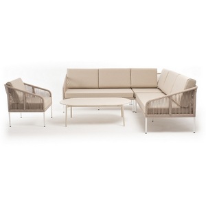 Изображение товара "Канны" модульная угловая лаунж-зона из роупа (веревки) со столом "Диего" (молочный), цвет бежевый 4SIS арт.УТ-00008432