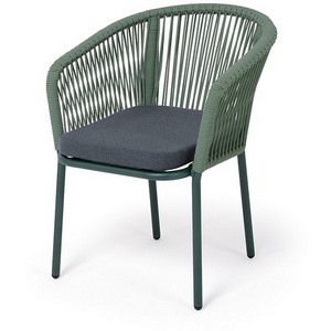 Изображение товара "Марсель" стул плетеный из роупа, каркас алюминий RAL6036 муар, роуп зеленый (4204) круглый tex, ткань темно-серая 027 4SIS арт.УТ-00008442