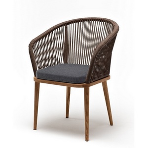 Изображение товара "Марсель" стул плетеный из роупа, основание дуб, роуп темно-серый круглый, ткань темно-серая 027 4SIS арт.УТ-00008933