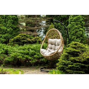 Изображение товара "Венеция" подвесное кресло-кокон из искусственного ротанга, цвет соломенный с бежевой подушкой 4SIS арт.УТ-00009382