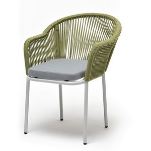 Изображение товара "Лион" стул плетеный из роупа, каркас из стали светло-серый (RAL7035) муар, роуп салатовый меланж круглый, ткань светло-серая 4SIS арт.УТ-00009433