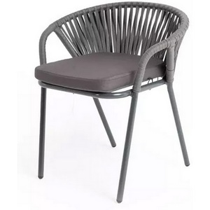 Изображение товара "Женева" стул плетеный из роупа, каркас алюминий темно-серый (RAL7024) муар, роуп серый 15мм, ткань серая 017 4SIS арт.УТ-00009466
