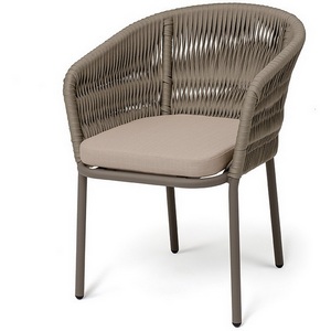 Изображение товара "Бордо" стул плетеный из роупа (колос), каркас алюминий серый (RAL7022) муар, роуп серый 15мм, ткань темно-серая 027 4SIS BORE-CH-001 (RAL7006) Mua S-G-brown(beige160)