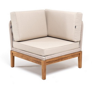 Изображение товара "Канны" угловой модуль плетеный из роупа, основание дуб, роуп бежевый круглый, ткань бежевая 052 4SIS арт.УТ-00009728