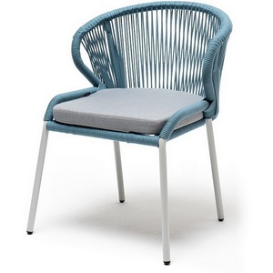 Изображение товара "Милан" стул плетеный из роупа, каркас алюминий светло-серый (RAL7035) муар, роуп бирюзовый круглый, ткань светло-серая 4SIS арт.УТ-00009761