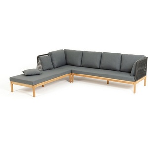 Изображение товара "Каталония" диван модульный плетеный из роупа, основание дуб, роуп темно-серый круглый, ткань темно-серая 027 4SIS арт.УТ-00009832