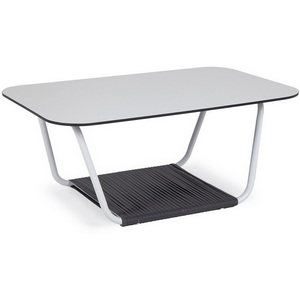 Изображение товара Гранада журнальный стол 90х60см из HPL, цвет молочный, каркас белый муар, роуп темно-серый 4SIS УТ-00010096 (прямоугольная столешница)