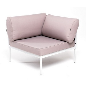 Изображение товара "Касабланка" угловой модуль плетеный из роупа, каркас алюминий светло-серый (RAL7035) муар, роуп серо-коричневый 23мм, ткань бежевая 15052 4SIS арт.УТ-00010337