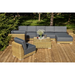 Изображение товара "Капри" трансформирующаяся лаунж-зона из искусственного ротанга, цвет соломенный 4SIS арт.УТ-00010390