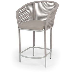 Изображение товара "Марсель" стул полубарный плетеный из роупа, каркас из стали светло-серый (RAL7035) муар, роуп бежевый круглый, ткань Mossle бежевая, пос.H65 4SIS MAR-BCH-st001/65 RAL7035 Mua beige(beige160)