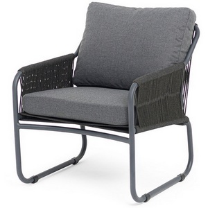 Изображение товара "Ането" кресло плетеное из роупа, каркас алюминий темно-серый (RAL7024) муар, роуп темно-серый круглый, ткань темно-серая 027 4SIS ANE-A-001 RAL7024 Mua D-grey(D-gray027)