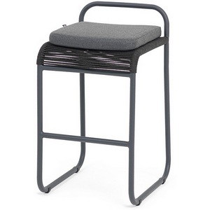 Изображение товара "Ането" стул барный плетеный из роупа, каркас алюминий темно-серый (RAL7024) муар, роуп темно-серый круглый, ткань темно-серая 027 4SIS ANE-BCH-001 RAL7024 Mua D-grey(D-gray027)