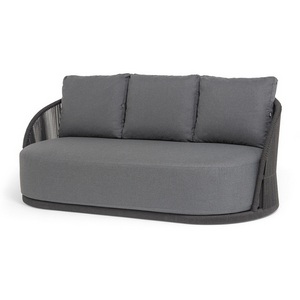 Изображение товара "Монтелла" диван 3-местный плетеный из роупа, каркас алюминий темно-серый (RAL7024) муар, роуп темно-серый круглый, ткань темно-серая 027 4SIS MONT-S-3-001 RAL7024 Mua D-grey(D-gray027)