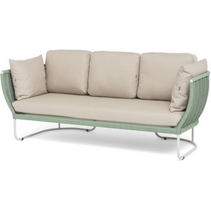 Изображение товара "Фиджи" диван 3-местный плетеный из роупа, каркас алюминий светло-серый (RAL7035) муар, роуп зеленый (4204) круглый tex, ткань Mossle бежевая 4SIS FID-S-3-002 RAL7035 Mua T-green4204(beige160)