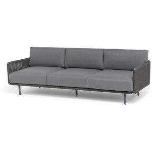 Изображение товара "Джелло" диван 3-местный плетеный из роупа, каркас алюминий темно-серый (RAL7024) муар, роуп темно-серый круглый, ткань темно-серая 027 4SIS JEL-S-3-001 RAL7024 Mua D-grey(D-gray027)