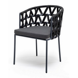 Изображение товара "Диего" стул плетеный из роупа, каркас из стали серый (RAL7022) муар, роуп серый круглый, ткань темно-серая 027 4SIS DIE-CH-st001 RAL7022 Me Mua grey(D-gray027)