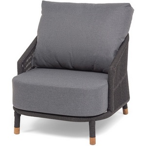 Изображение товара "Верона" кресло плетеное из роупа, каркас алюминий темно-серый (RAL7024) муар, роуп темно-серый круглый, ткань темно-серая 027 4SIS VER-A-002 RAL7024 Mua D-grey(D-gray027)