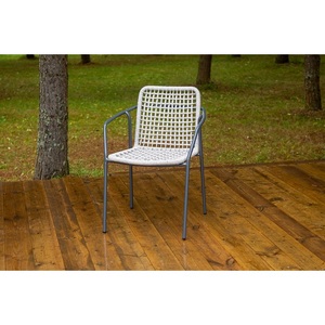 Изображение товара "Тунис" стул плетеный из роупа, каркас алюминий темно-серый (RAL7024), роуп светло-серый 4SIS 1-101270-RAL7024