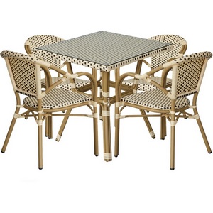 Изображение товара "Кабри" обеденная группа плетеная на 4 персоны, цвет бежево-коричневый 4SIS ZF3100T-5-SET Coffee