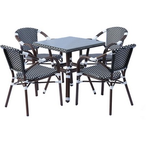 Изображение товара "Кабри" обеденная группа плетеная на 4 персоны, цвет черно-белый 4SIS ZF3100T-5-SET Black