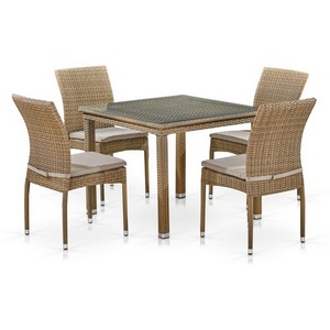 Изображение товара Комплект плетеной мебели Afina T257B/Y380B-W65 Light Brown (4+1)