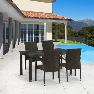 Изображение товара Комплект плетеной мебели Afina T256A/YC379A-W53 Brown (4+1) + подушки на стульях