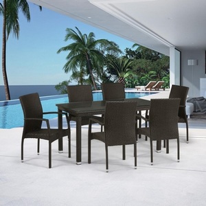 Изображение товара Комплект плетеной мебели Afina T256A/YC379A-W53 Brown (6+1) + подушкина стульях