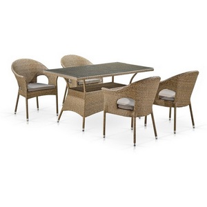 Изображение товара Обеденный комплект плетеной мебели T198B/Y79B-W56 Light Brown (4+1) Afina